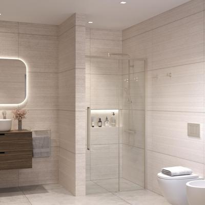 Nisdeur Sanivo Nova Soft Close 100x200 cm RVS Look Helder Nano 8 mm Nisdeur Sanivo Nova Soft Close 100x200 cm RVS Look Helder Nano 8 mm