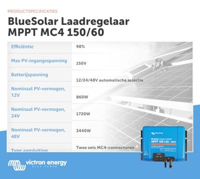 Victron Energy MPPT 150/60MC4 Laadregelaar voor zonne-energie MPPT 12 V, 24 V, 48 V 60 A