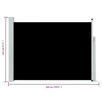 Tuinscherm uittrekbaar 120x500 cm zwart