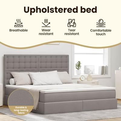 Opbergbed met LED met matras Taupe 180 x 200 cm Polyester