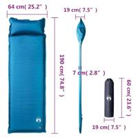 VidaXL Kampeermatras met kussen zelfopblazend 1-persoons turquoise - thumbnail