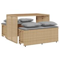 3-delige Tuinset met kussens poly rattan beige - thumbnail