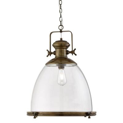 Searchlight Oud messing hanglampIndustrial met glas - 6659