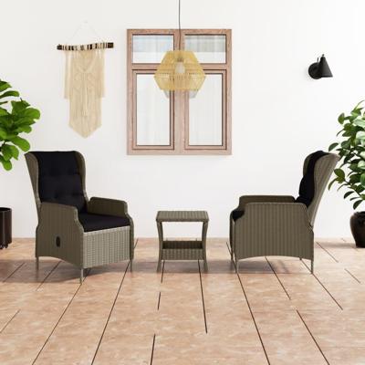 3-delige Loungeset met kussens poly rattan bruin 3-delige Loungeset met kussens poly rattan bruin