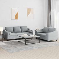 3-delige Loungeset met kussens stof lichtgrijs - thumbnail