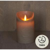 LED Rustiek stompkaars taupe 7,5x12,5cm - thumbnail