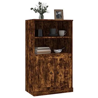 Hoge kast 60x35,5x103,5 cm bewerkt hout gerookt eikenkleurig