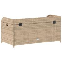 Opbergbankje 100x50x52 cm poly rattan acaciahout gemengd beige - thumbnail