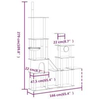 Kattenmeubel met sisal krabpalen 279 cm crèmekleurig - thumbnail
