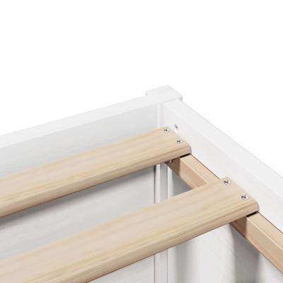 Bedframe met hoofdbord massief grenenhout wit 200x200 cm - thumbnail