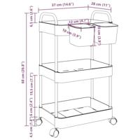 VidaXL Opbergtrolley 3-laags 37x28x68 cm acryl transparant - thumbnail