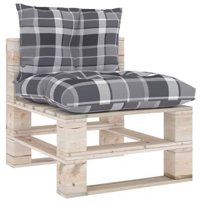 vidaXL Palletkussens 2 st ruitpatroon stof grijs vidaXL Palletkussens 2 st ruitpatroon stof grijs