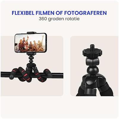 Flexibel mini-statief met schuimrubber poten Zwart/Rood