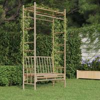 Tuinbank met pergola 116 cm bamboe - thumbnail