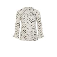 s.Oliver BLACK LABEL top met stippen en ruches ecru/zwart - thumbnail