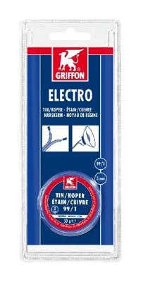 Griffon Electro Draadsoldeer Tin/Koper 99/1 Harskern | Ø 1.5 mm Blister | 50 g - 6312696 Griffon Electro Draadsoldeer Tin/Koper 99/1 Harskern | Ø 1.5 mm Blister | 50 g - 6312696