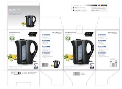 EMERIO Wasserkocher Waterkoker Kabelgebonden Aantal/Volume: 1 l Zwart