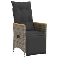 Tuinstoelen 2 st verstelbaar met kussens poly rattan grijs - thumbnail