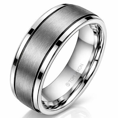 Tom Jaxon heren ring Wolfraam Zwarte Groef Mat en Glans-16mm Tom Jaxon heren ring Wolfraam Zwarte Groef Mat en Glans-16mm