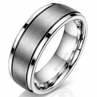 Tom Jaxon heren ring Wolfraam Zwarte Groef Mat en Glans-16mm - thumbnail