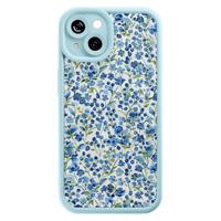 iPhone 15 blauwe case - Vintage blue floral - thumbnail