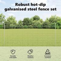VidaXL Hek met paal zilver 1,4 x 25 m staal - thumbnail