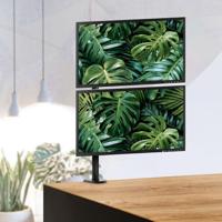 Maclean MC-967 Verticale dubbele monitorbeugel voor 13-27" inch OLED QLED LCD en LED monitoren tot 9kg, monitorarm tafelbeugel, draaibaar, kantelbaar, draaibaar VESA 75x75 100x100 - thumbnail