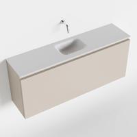 MONDIAZ OLAN 120cm toiletmeubel linen. LEX wastafel talc midden geen kraangat - thumbnail