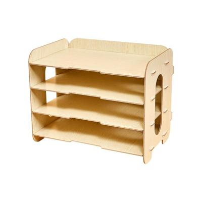 Creative Home Office Desktop 4 lagen bestand organisator hout document brief houder lade multi-Storey plank (eiken)