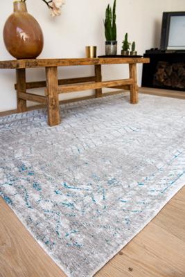 Louis de Poortere - 8927 Mad Men Tribeca Blue - 80x150 cm Vloerkleed