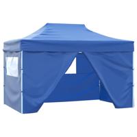 VidaXL Partytent met 4 zijwanden inklapbaar 3x4 m staal blauw - thumbnail