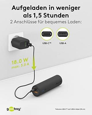 Goobay Goobay 60656 Powerbank für Fahrrad 5000 mAh Bike Fahrradhalterung USB Buchse PD Powerbank 5000 mAh Li-ion Zwart Statusweergave, LED-zaklamp Goobay Goobay 60656 Powerbank für Fahrrad 5000 mAh Bike Fahrradhalterung USB Buchse PD Powerbank 5000 mAh Li-ion Zwart Statusweergave, LED-zaklamp