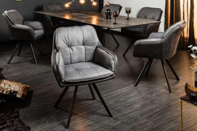 Draaibare designstoel MR. LOUNGER antracietgrijs met armleuning retrostijl - 39301