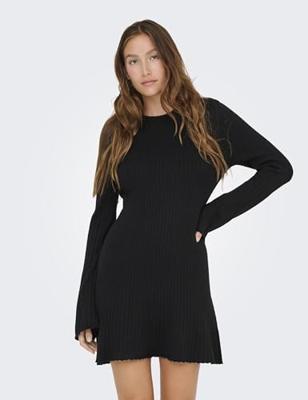 Only Onlmichella Ls O-neck Dress Knt Noos Jurken Black