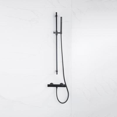 Fortifura Calvi douchekraan met glijstangset met staafhanddouche, metalen doucheslang mat zwart SW767488/SW496811/SW706203/SW377839
