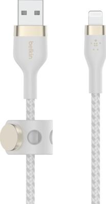 Belkin BoostCharge Pro Flex gevlochten USB Type A/Lightning-kabel (1 m), MFi-gecertificeerde laadkabel voor iPhone 14/14 Plus, 13, 12, Pro, Max, mini, SE, iPad en meer – Wit