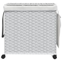 Wasmand op wielen 60x35x60,5 cm rattan wit - thumbnail