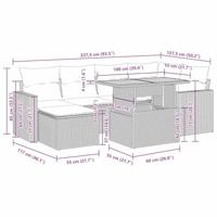 7-delige Loungeset met kussens poly rattan grijs - thumbnail
