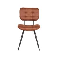 LABEL51 Eetkamerstoel Gus - Cognac - Microvezel - Zwart Metalen Frame - thumbnail
