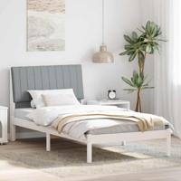 Bedframe met hoofdeinde Wit 100 x 200 cm Stof - thumbnail