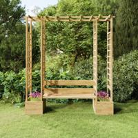 Pergola met bank en plantenbakken geïmpregneerd grenenhout - thumbnail