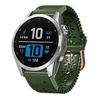 By Qubix - Flower siliconen bandje - Groen - Compatible met Garmin Fenix 7s/6s/5s / Instinct 2s / Epix Pro Gen 2 (42mm) - Compatible Garmin bandje - Bandbreedte: 20mm - thumbnail