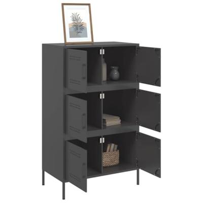 Hoge kast 68x39x113 cm staal zwart