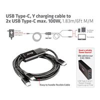 Club 3D USB Type-C, Y oplaadkabel naar 2x USB Type-C splitterkabel - thumbnail