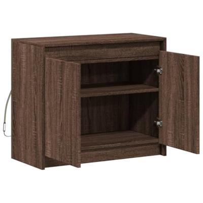 Dressoir met LED 72x34x61 cm bewerkt hout bruin eikenkleur Dressoir met LED 72x34x61 cm bewerkt hout bruin eikenkleur