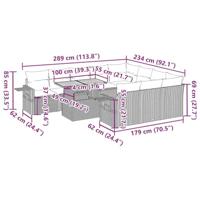11-delige Loungeset met kussens poly rattan grijs - thumbnail