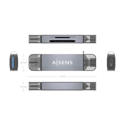 Kaartlezer Extern Aisens ASCR-2AC08-GR Grijs (1 Stuks) Kaartlezer Extern Aisens ASCR-2AC08-GR Grijs (1 Stuks)