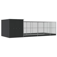 Volière met verlengstuk 704x303x216 cm staal zilverkleurig - thumbnail