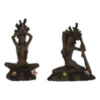 Decoratieve figuren Home ESPRIT Bruin Yoga Indiaas 13 x 6 x 16 cm (2 Stuks) - thumbnail