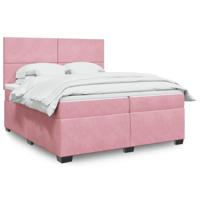Boxspring met matras fluweel roze 200x200 cm - thumbnail